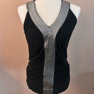 Black and Silver Embellished Women's Top